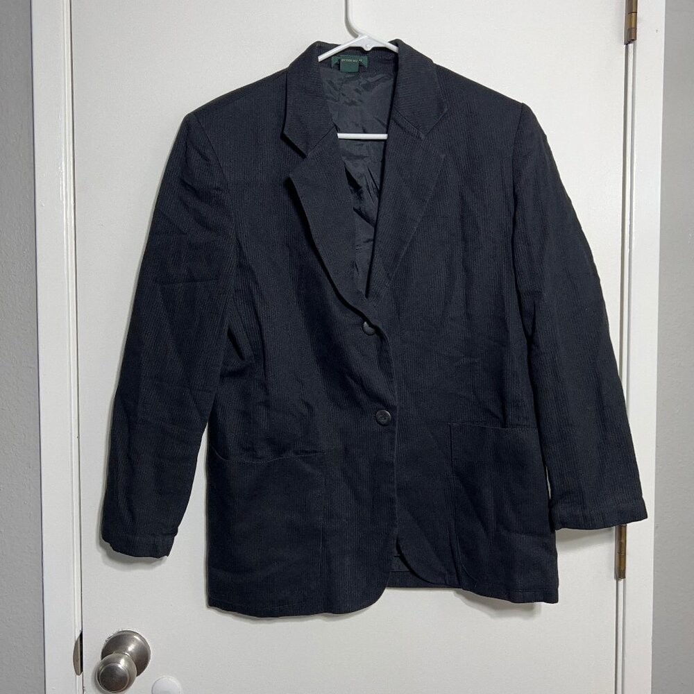 J. Crew 100% Cotton Black Blazer Menswear Look Women's Size 10
